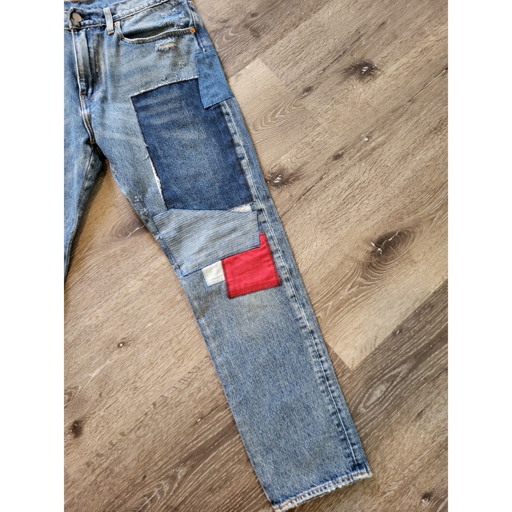 Levis Premium Mens 512 Slim Taper Fit Patchwork Distressed Jeans 34 X 30 - Picture 2 of 12